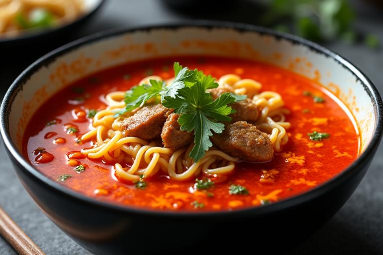 매콤해 보이는 얼큰 장칼국수 한 그릇