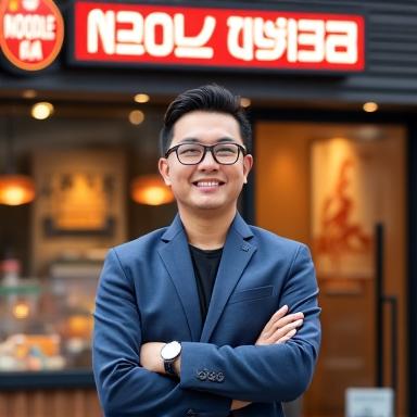 면가 강남점 김민준 점주가 매장 앞에서 웃고 있는 모습